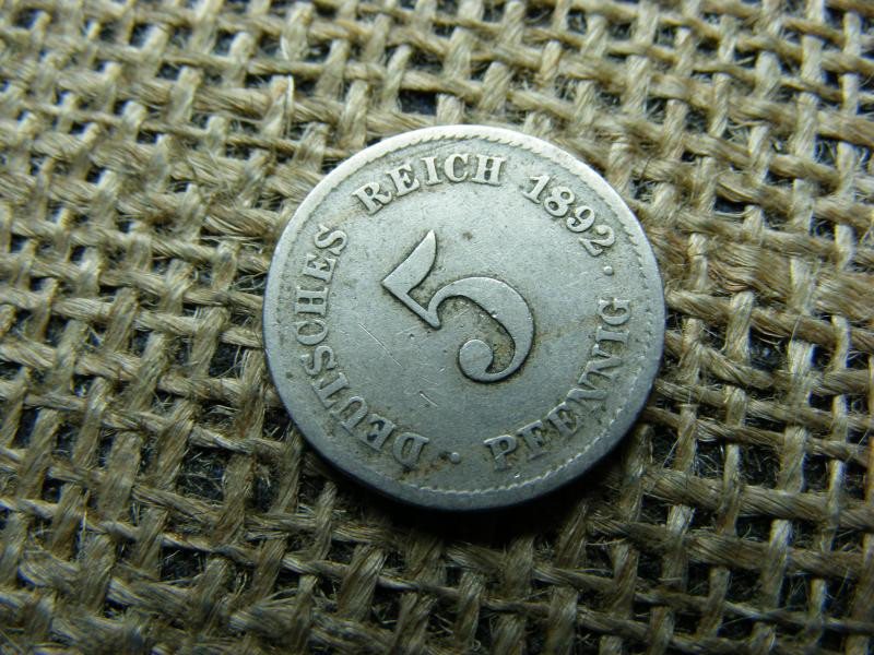 Birodalmi 5 pfennig, 1892 G, ritkább