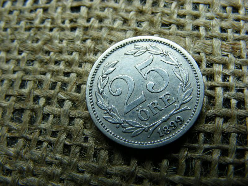 Svéd 25 öre érme, 1899, ezüst