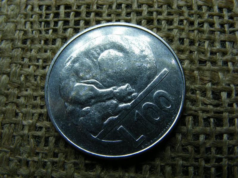 San Marino 100 lire, 1975, kutya és macska