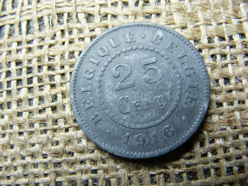 Belgium 25 centimes, 1916, német megszállási érme