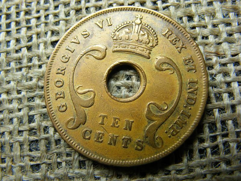 Kelet-Afrika 10 cents, 1943, fémpénz