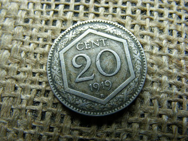 Olaszország 20 centesimi, 1919, verdehibás