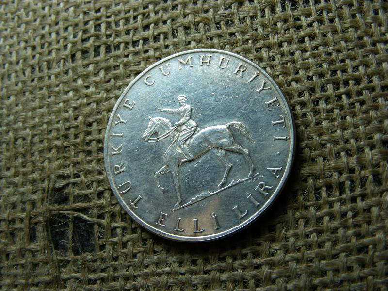 Törökország 50 lira, 1972, Ezüst, Líra Augusztusi Győzelem