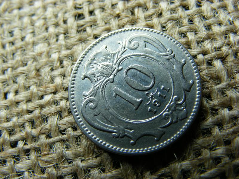 10 heller, 1911, Korona pénzérme