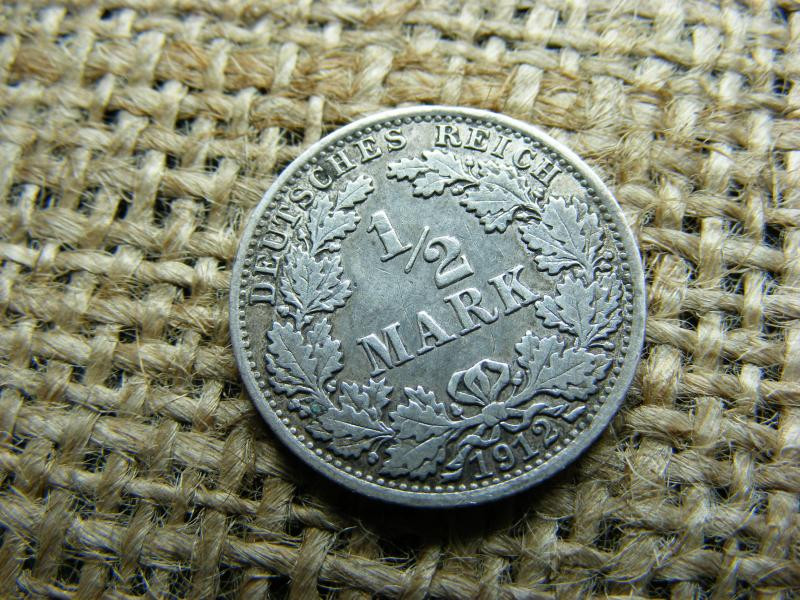 Birodalmi 1/2 márka, 1912, ezüst