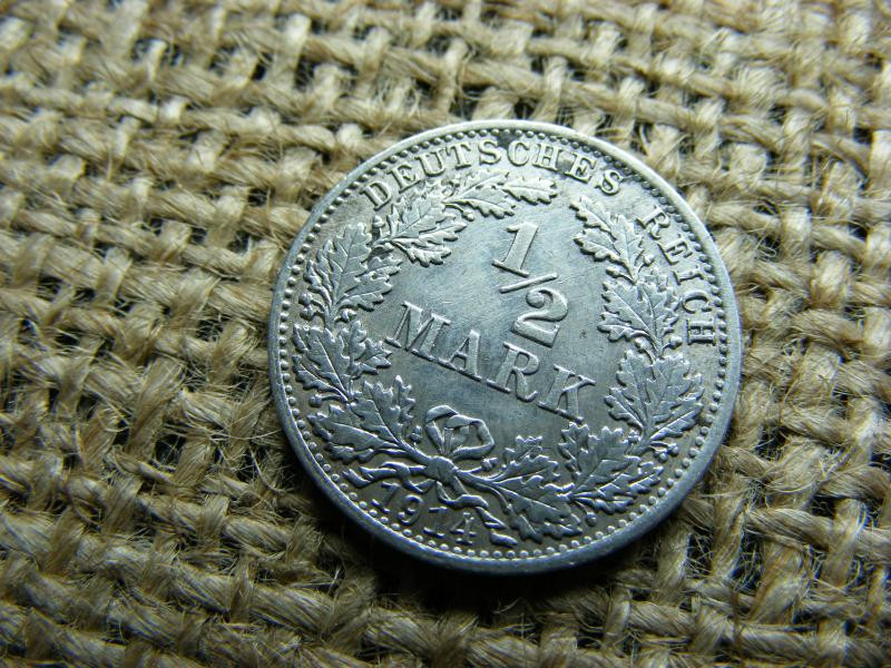 Birodalmi 1/2 márka, 1914, ezüst