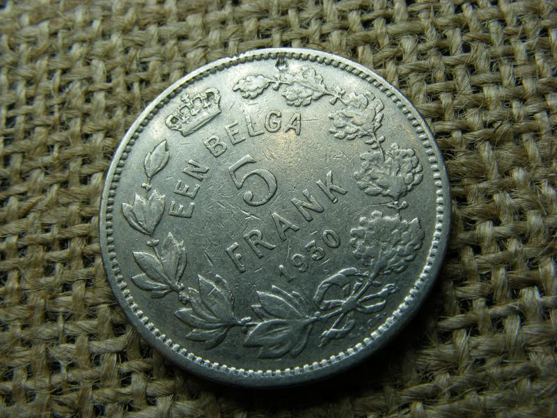 Belgium 5 frank 1930, I. Albert holland szöveg
