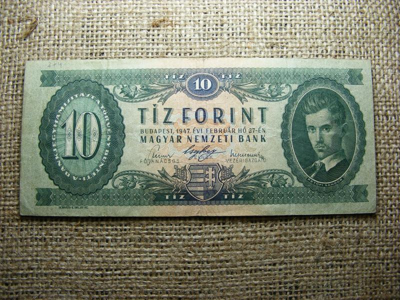 10 forintos bankjegy, 1947, ritka, eredeti tartás