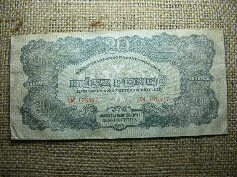 Vörös Hadsereg 20 pengő, 1944, vágáshibás