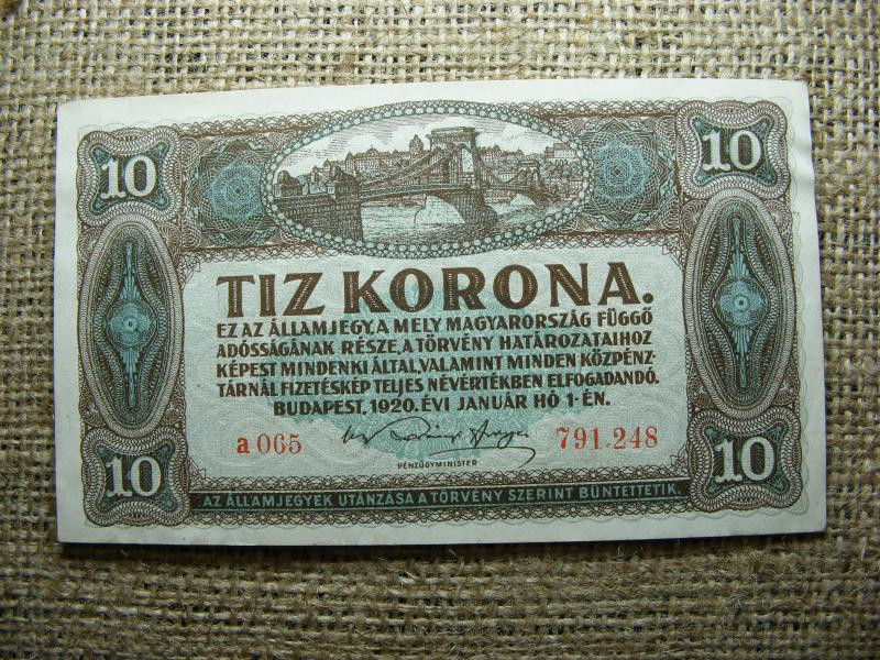 10 korona, 1920, hajtatlan