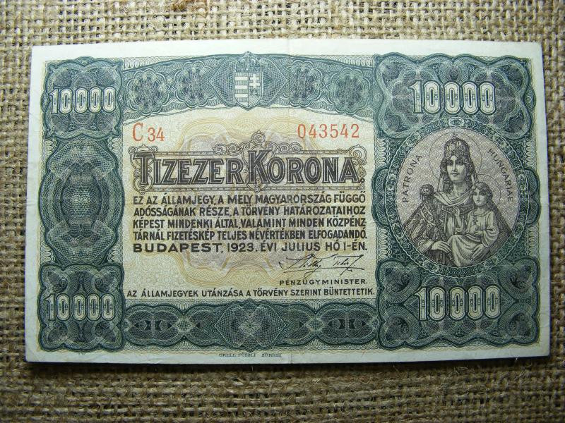 10000 korona bankjegy, 1923, Orell Füssli