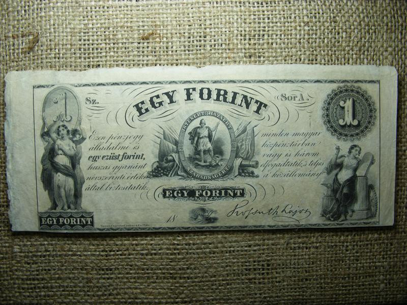 Kossuth Bankó, 1 forint, 1852