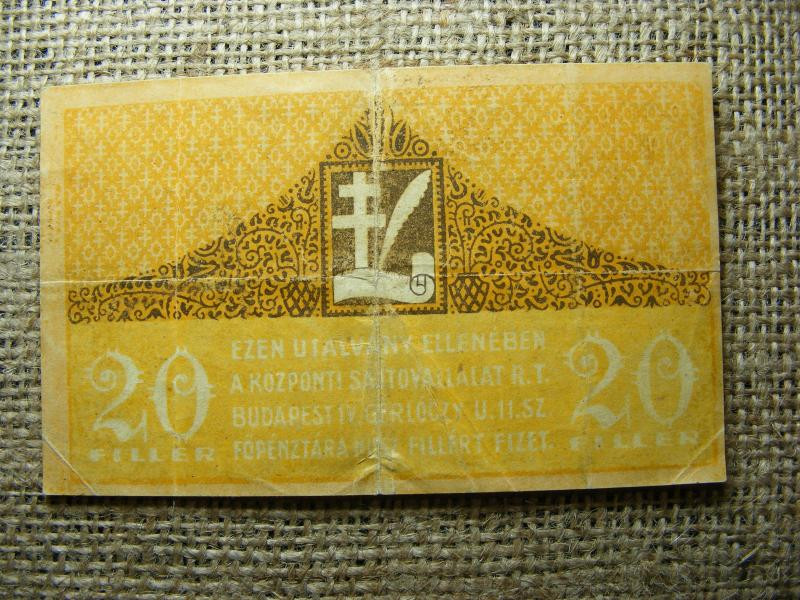 B.P. Központi Sajtóvállalat 20 fillér, 1919