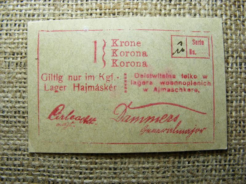Hajmáskér 1 korona bankjegy, 1916