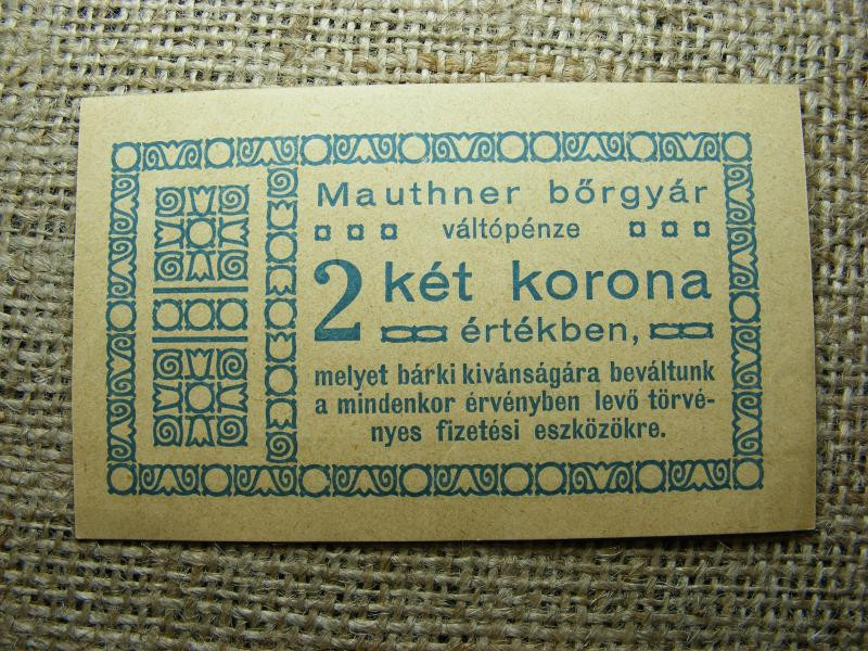 Mauthner 2 korona, 1919, szükségpénz