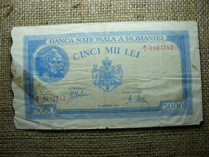 Románia 5000 lei bankjegy, 1943