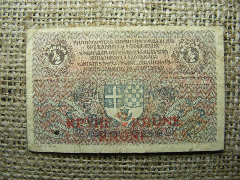 Jugoszlávia 1/2 dinara bankjegy, 1919