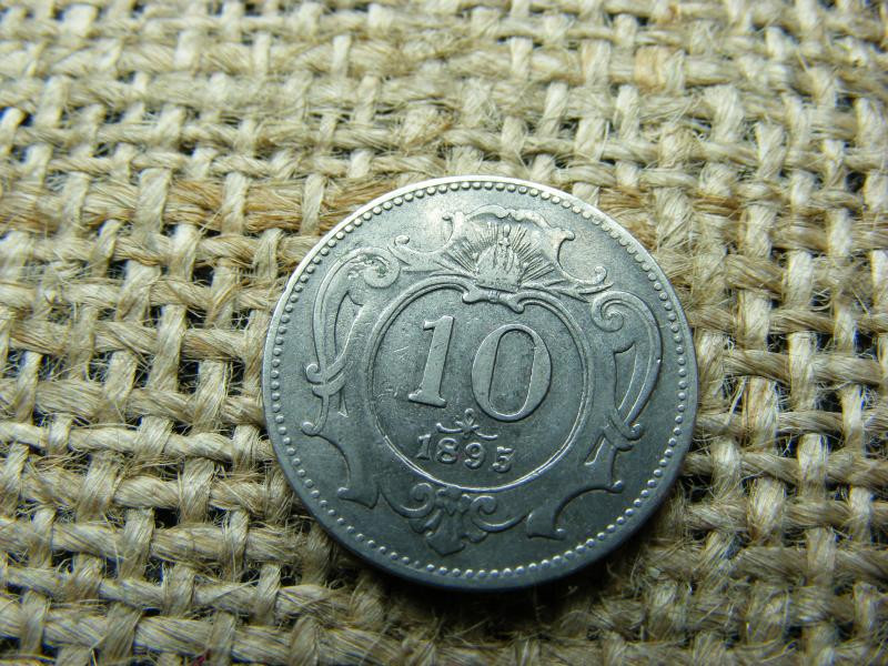 10 heller érme, 1895, Korona