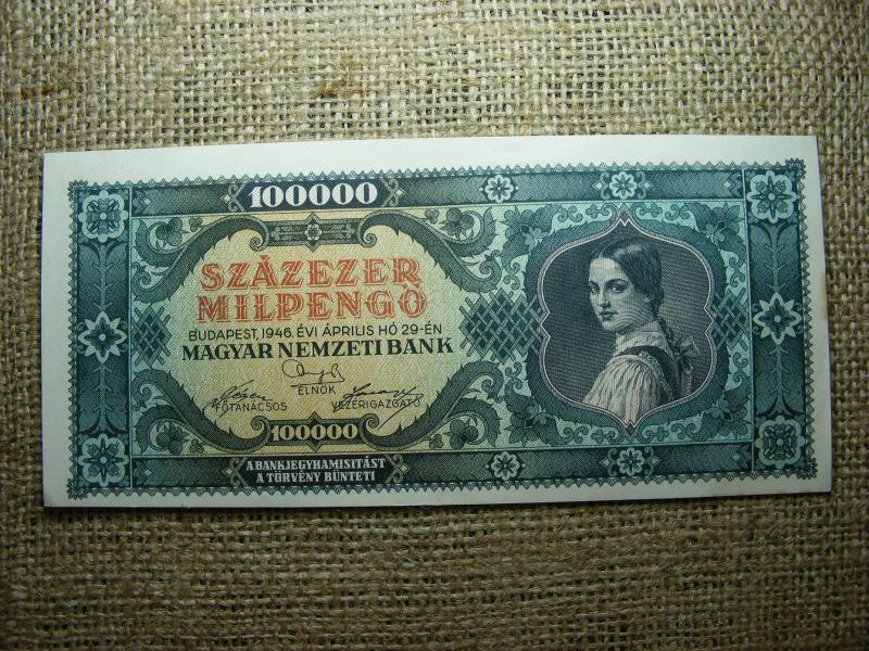Százezer milpengő bankjegy, 1946
