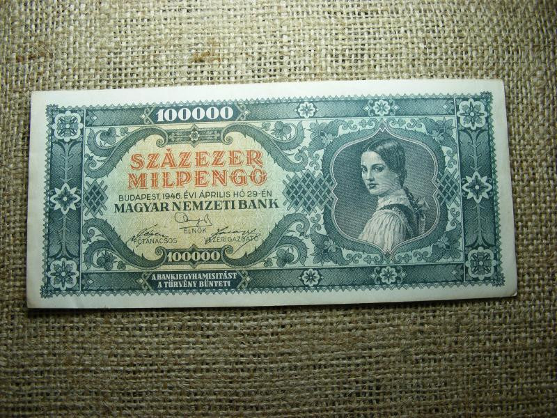Százezer milpengő bankjegy, 1946