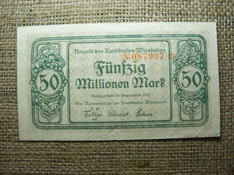 50 millió márka bankjegy, 1923, Wiesbaden