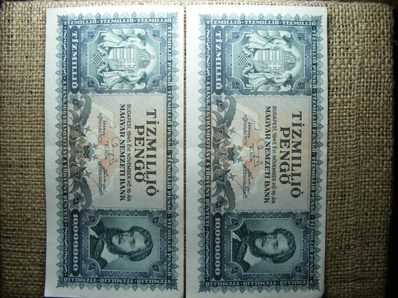 Tízmillió Pengő, 1945, 2 db sorszámkövető