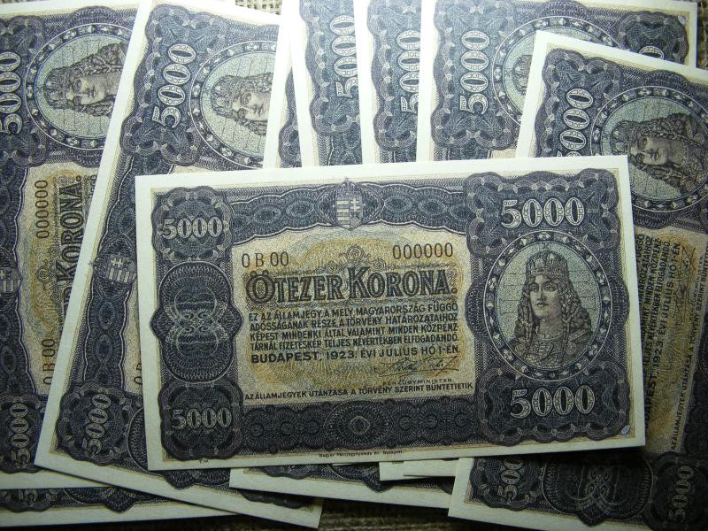5000 korona bankjegy, 1923, nyomdai másolat