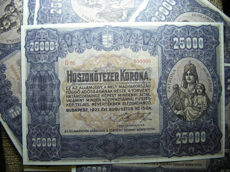 25000 korona bankjegy, 1922, nyomdai másolat