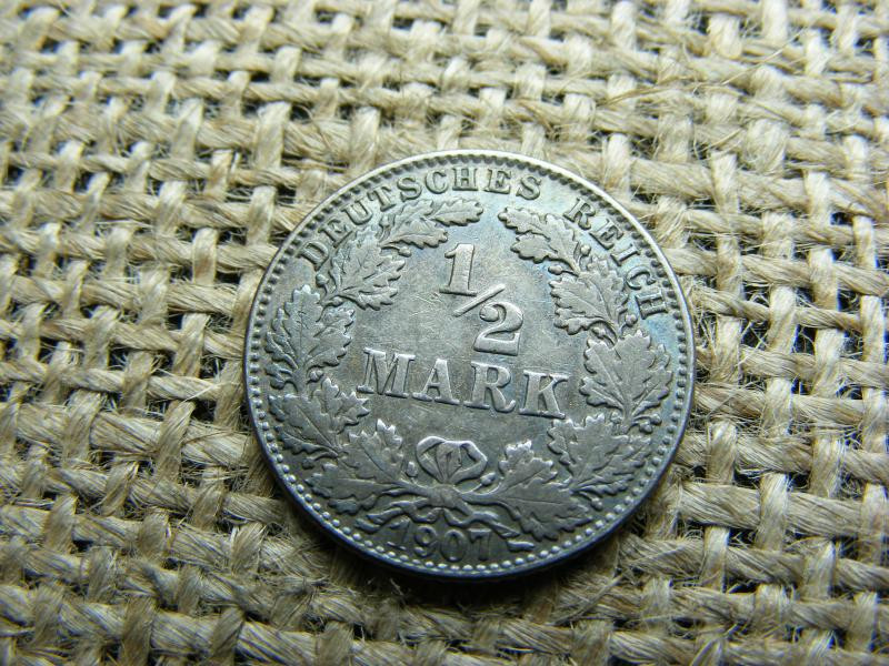 Birodalmi ezüst 1/2 márka, 1907 J