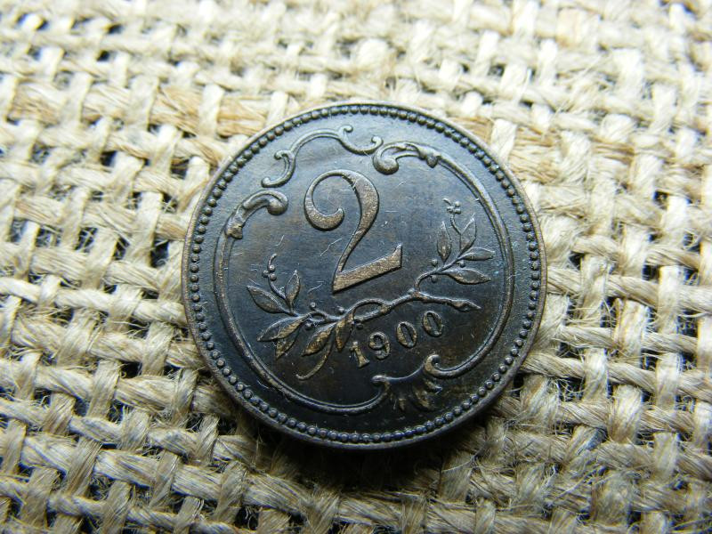 2 Heller, 1900, verőtőcsorbulás