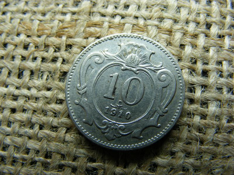 10 Heller, 1910, Korona pénzérme
