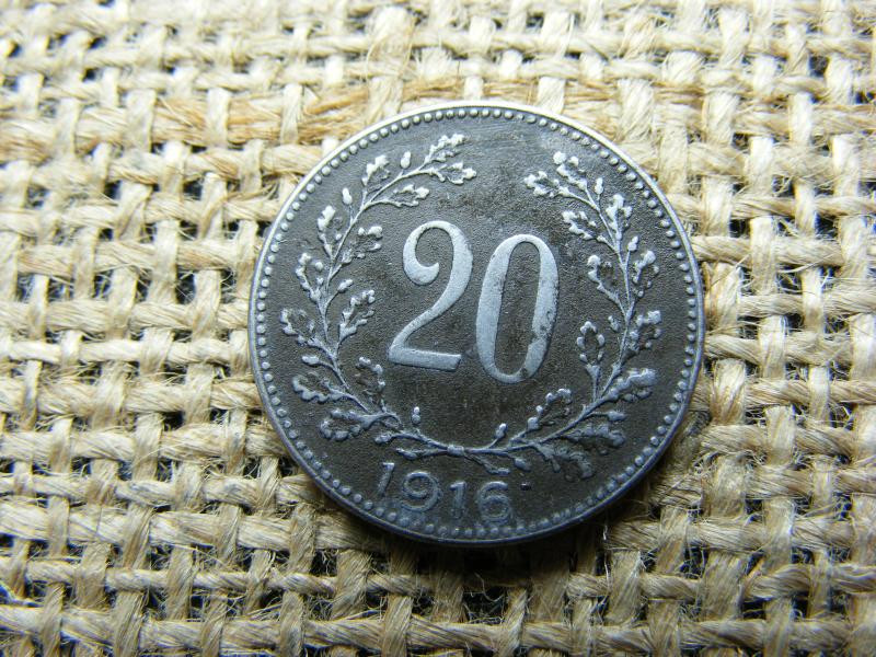 20 heller, 1916, korona pénzérme