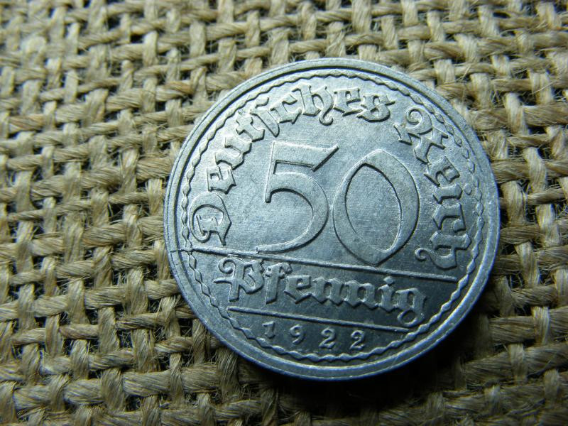Birodalmi 50 pfennig érme, 1922, E jelzés
