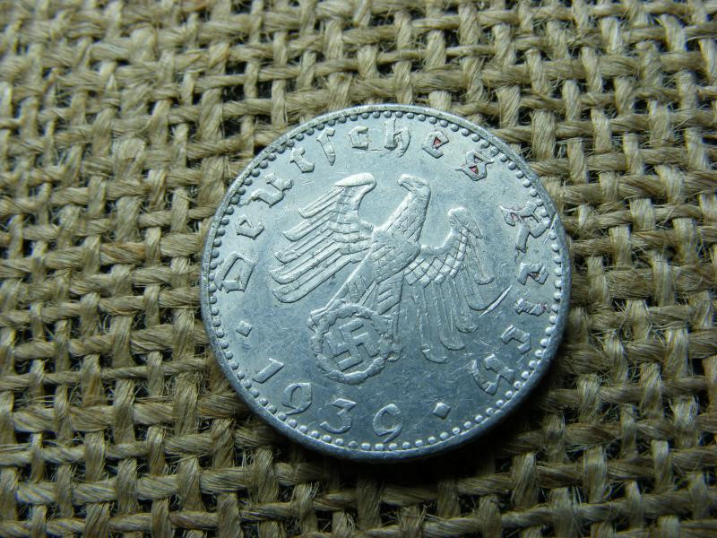 Birodalmi 50 pfennig, 1939 A, horogkereszt