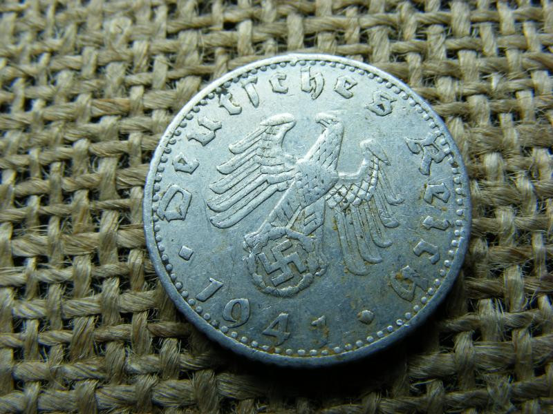 Birodalmi 50 pfennig, 1941 F, horogkeresztes