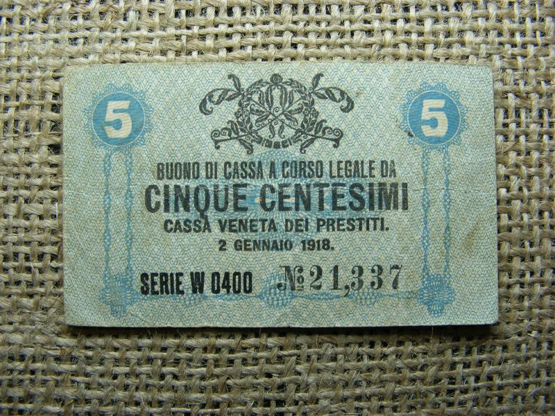 Olaszország 5 centesimi bankjegy, 1918