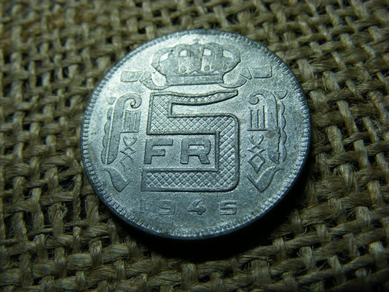 Belga 5 frankos érme, 1945