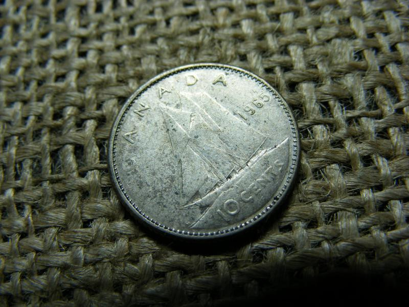 Kanada 10 centes érme, 1965, ezüst