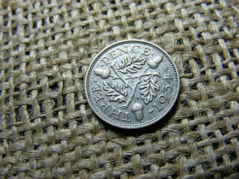 Ezüst 3 pence érme, 1934