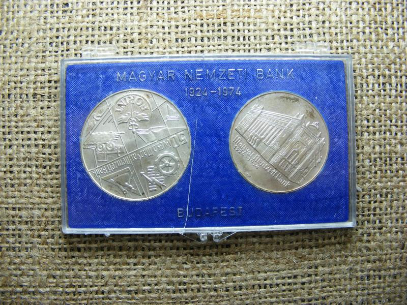 50 Éves az MNB, 1974, Ezüst 100 és 50 Forint, Eredeti Tok