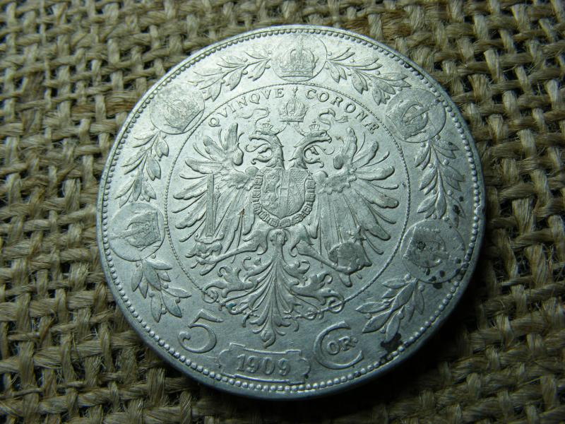 Ezüst 5 Korona, 1909, Schwartz