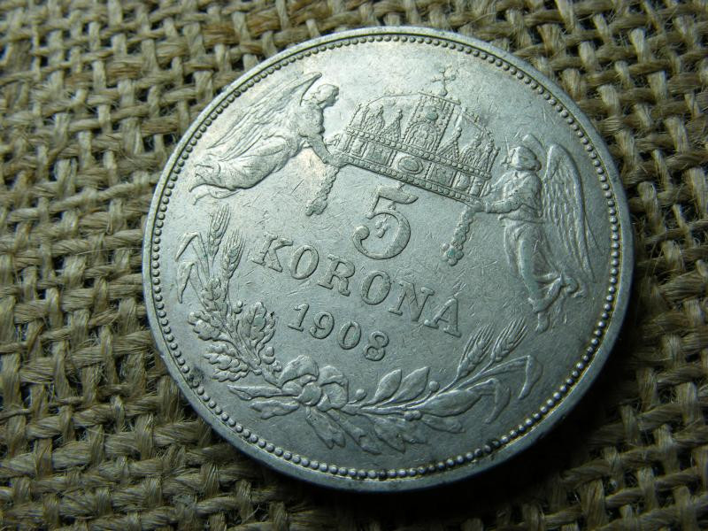 Ezüst 5 korona, 1908, KB