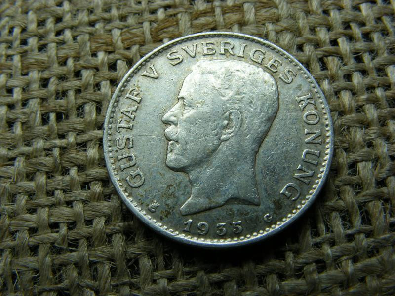 Svéd 1 korona, 1935, ezüst