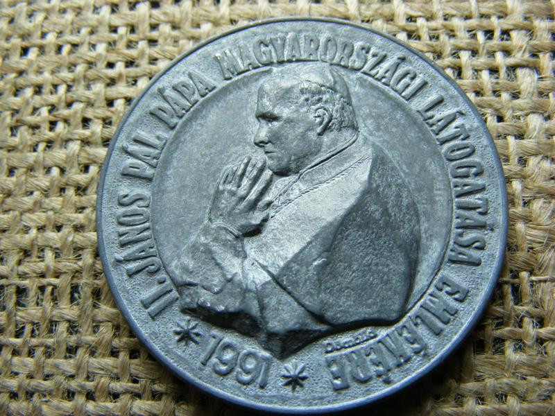 II. János Pál Pápa Emlékérem, 1991, cink