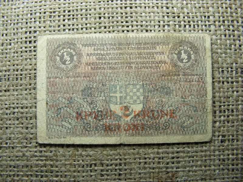 Jugoszláv 1/2 dinár, 2 korun, 1919