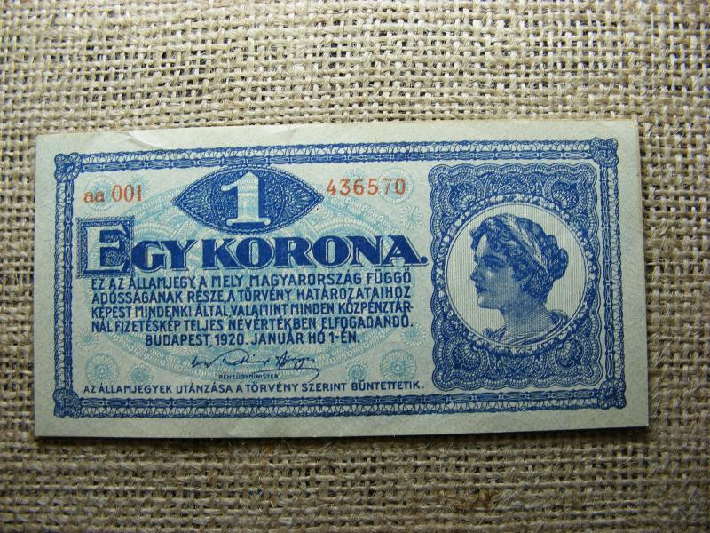 1 korona bankjegy, 1920