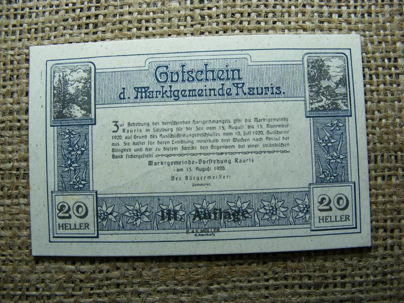 20 Heller bankjegy, 1920, Magyarország