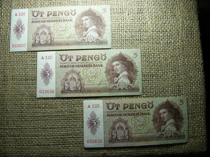 5 pengő, 1939, hajtatlan, sorszámkövető