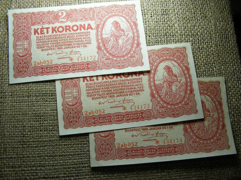 2 korona, 1920, csillagos, 3 db sorszámkövető