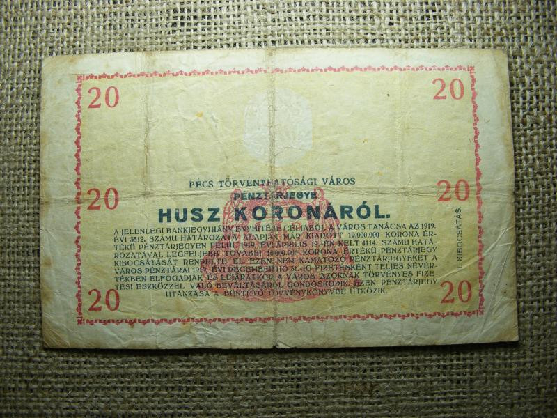 20 korona, 1919, Pécs, II. Kiadás